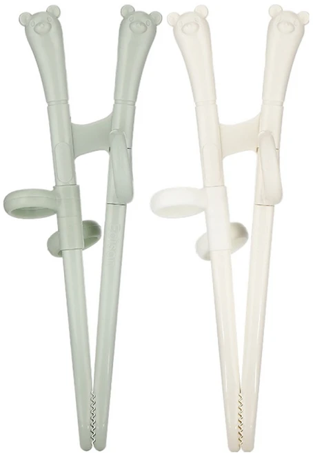 에디슨 스스로 미니 젓가락 2종 세트 곰돌이, MINT, IVORY, 1세트 - 쿠팡