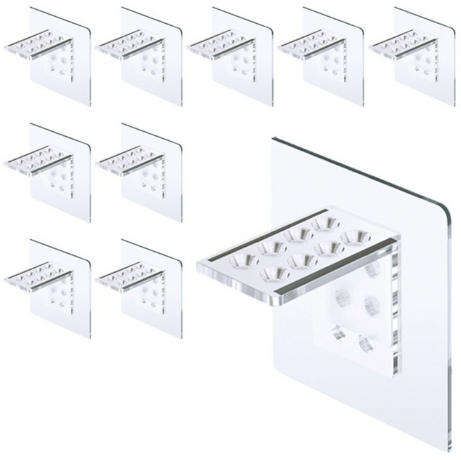 TheLiving 무타공 접착식 튼튼 선반 받침 후크, 투명, 10개