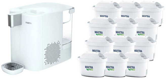 BRITA Cube Cool 冰霸方 瞬熱智能溫控冰溫熱UVC滅菌開飲機 + MAXTRA PRO去水垢專家濾芯 13個, 純淨白, 1套