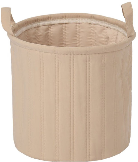 룸앤홈 퀼팅 원형 바스켓, 베이지, 1개