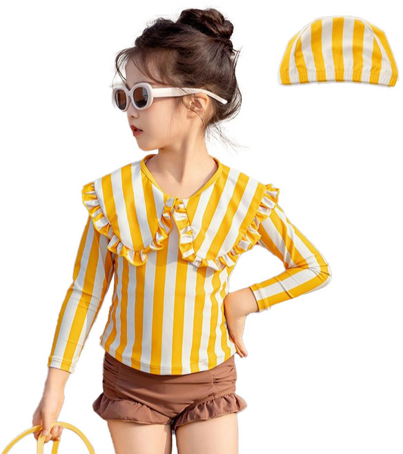 스타빈 스트라이프 프릴수영복 세트