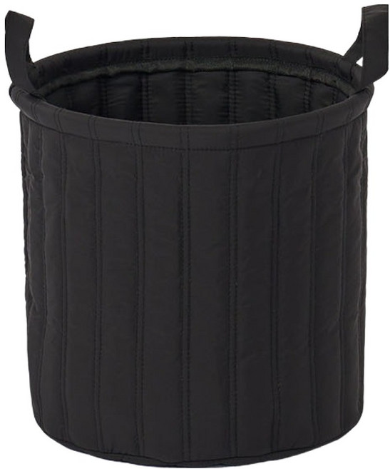 룸앤홈 퀼팅 원형 바스켓, 블랙, 1개
