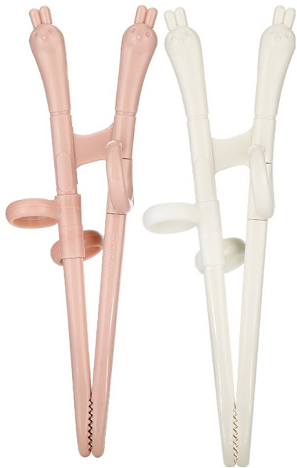 에디슨 스스로 미니 젓가락 2종 세트 토끼, PINK, IVORY, 1세트