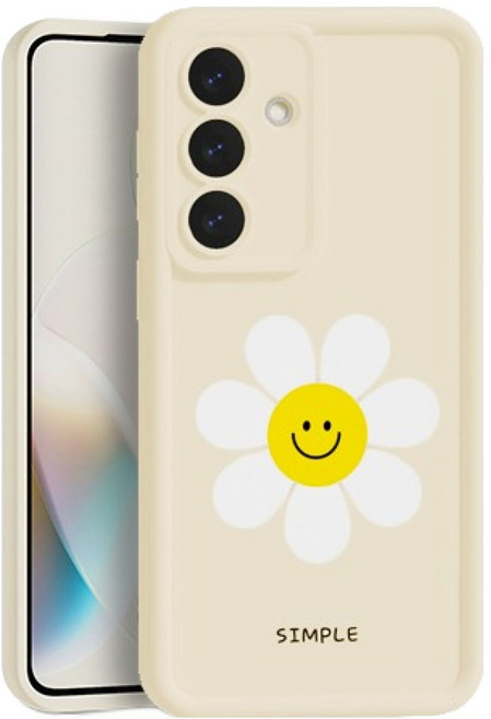 모나프리 화이트 플라워 스마일 젤리 범퍼 휴대폰 케이스