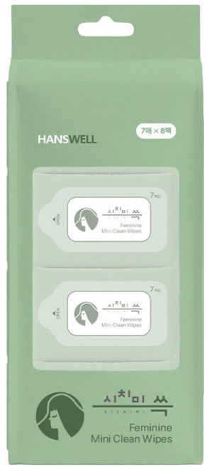 시치미 페미닌 클린 초미니 물티슈 휴대형, 8팩, 7매, 50g