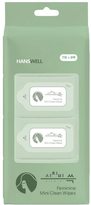 시치미 페미닌 클린 초미니 물티슈 휴대형, 8팩, 7매, 50g - 쿠팡