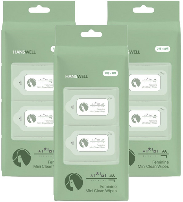 시치미 페미닌 클린 초미니 물티슈 휴대형, 24팩, 7매, 50g