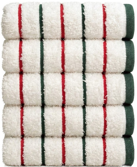 타월톡톡 시크라인 스트라이프 호텔 선염타월 190g 코마사, 크로스그린, 5개