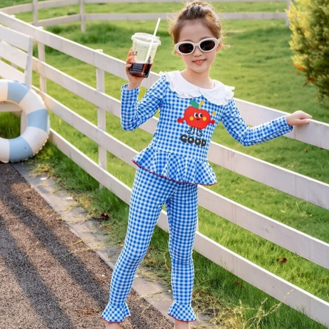 스타빈 아동용 굿토마토 체크레쉬가드 긴바지 세트