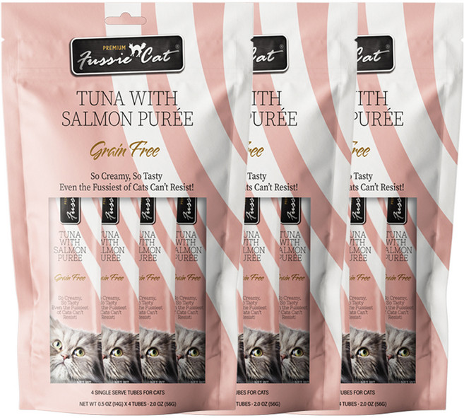 퍼시캣 고양이 퓨레 저염 짜먹는 간식 12p, 56g, 3개, 혼합맛(참치/연어)