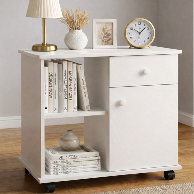 제이에스리빙 이동식 책꽂이 KA-RA-84002554 JS PR, 3단, 화이트