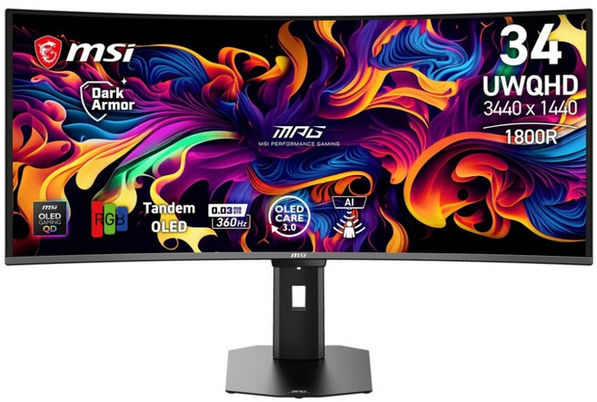 msi 微星 UWQHD 34型曲面電競螢幕 360Hz/0.03ms, 34吋, MPG 341CQR QD-OLED X36