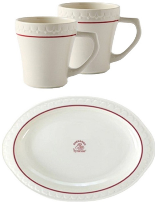 시라쿠스 쉐난고 카디날 머그 앤 트레이 세트 3p, 버건디, 1세트, 트레이 + 머그컵 2p