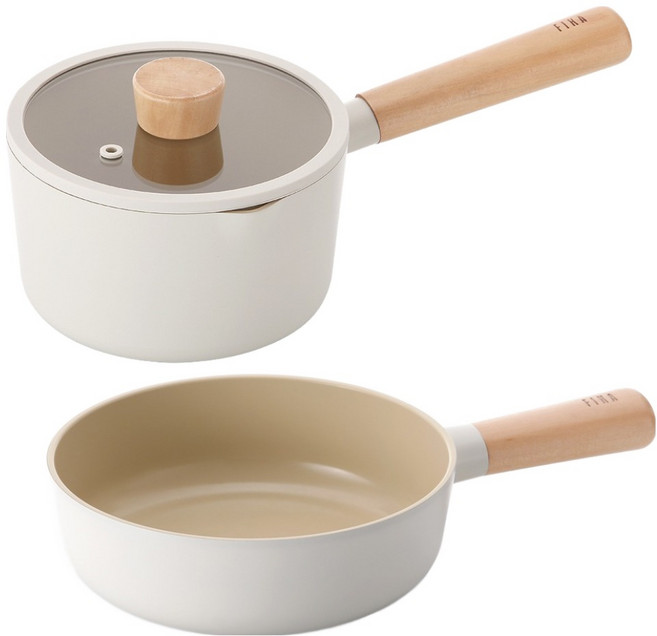 네오플램피카 인덕션 팬 2종 세트, 화이트, 밀크팬 16cm + 쁘띠웍 18cm, 1세트