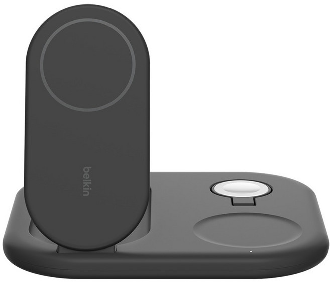 belkin 貝爾金 BoostCharge Qi2 3合1 可折疊磁吸充電板 15W 有旅充, 黑色, 1個