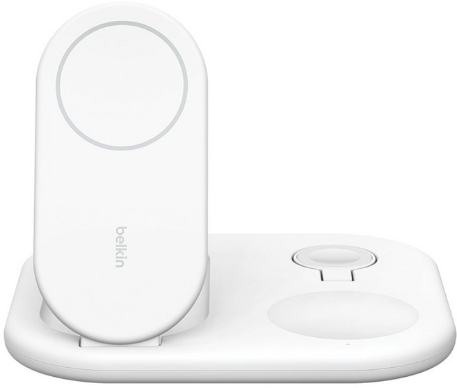 belkin 貝爾金 BoostCharge 3-in-1 USB-C 可折疊 無線充電座 15W Qi2 磁吸 白色