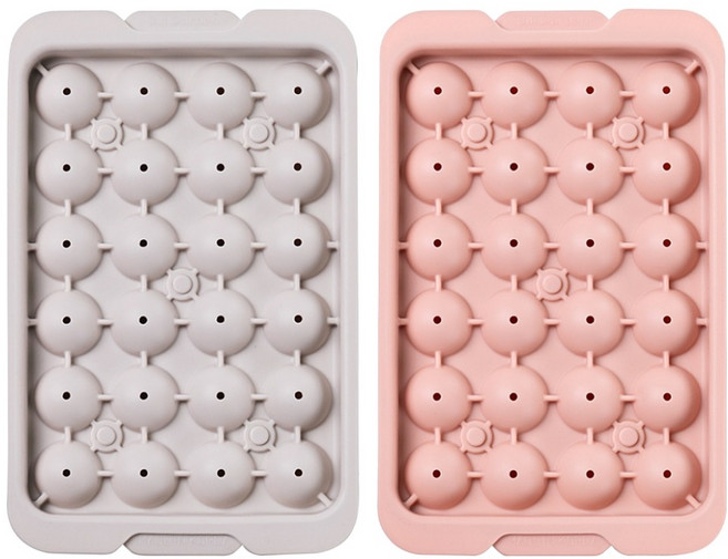 실리가든 실리콘 얼음틀 원형 24구, 라이트그레이, 피치핑크, 2개