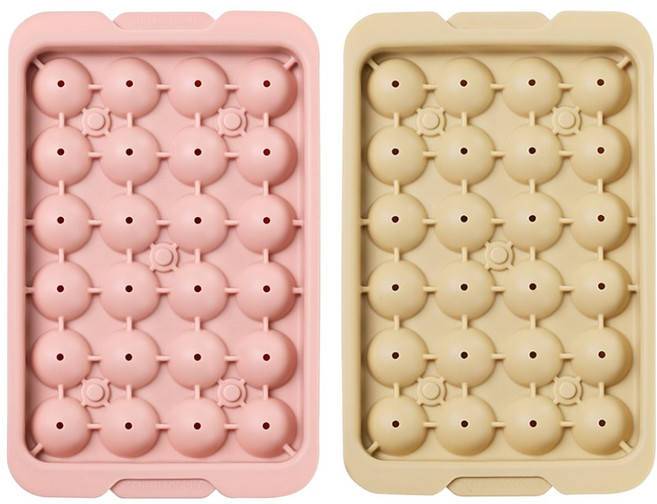 실리가든 실리콘 얼음틀 원형 24구, 피치핑크, 크림베이지, 2개