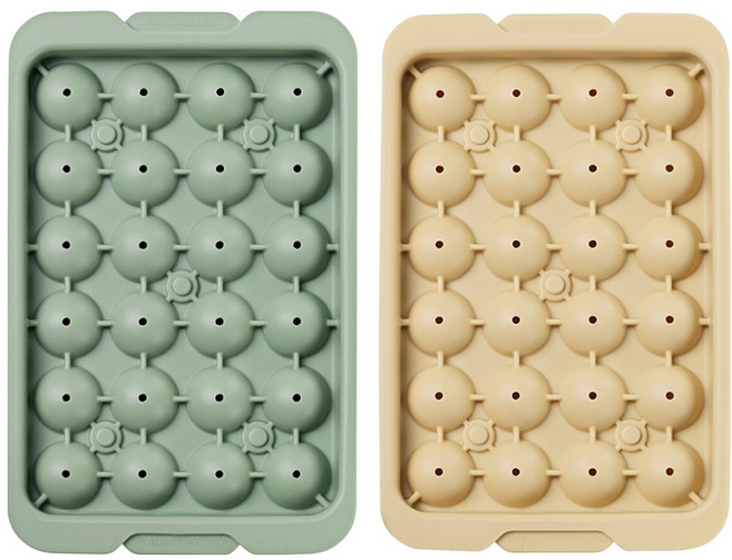 실리가든 실리콘 얼음틀 원형 24구, 포레스트그린, 크림베이지, 2개