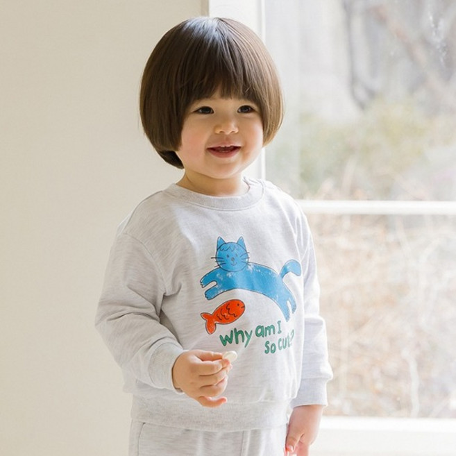 아이러브제이 아동용 멜멜 큐트캣 맨투맨