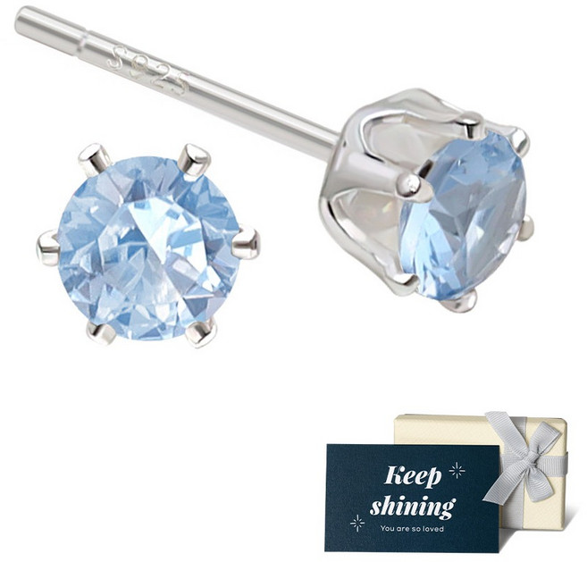 라울스톤 여성용 92.5 silver 데일리 베이직 6프롱 큐빅 실버 귀걸이 4mm SH2