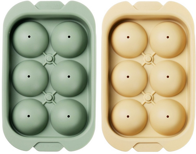 실리가든 실리콘 얼음틀 원형 6구 2종 세트, 포레스트그린 + 크림베이지, 1세트