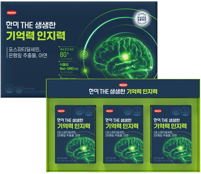 한미약품 THE 생생한 기억력 27g PS80, 3개, 60캡슐