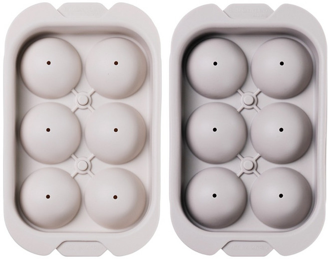 실리가든 실리콘 얼음틀 원형 6구 2종 세트, 라이트그레이 + 얼티밋그레이, 1세트