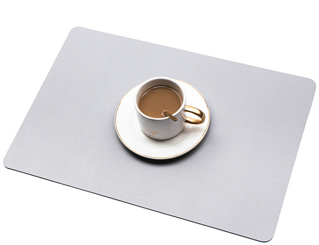 알버트현 PU가죽 프리미엄 식탁 매트, 라이트그레이, 2개, 440 x 300 mm