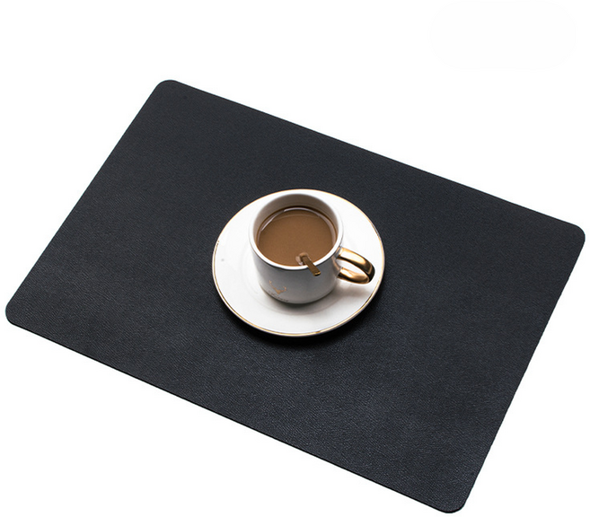 알버트현 PU가죽 프리미엄 식탁 매트, 블랙, 2개, 440 x 300 mm