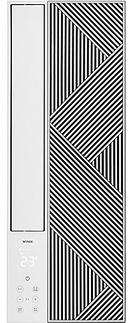 위닉스 19.1㎡(5.8평) 인버터 창문형 에어컨 2세대 사선형 바닐라화이트 방문설치, EWNE067-PWK, 46cm, 92cm