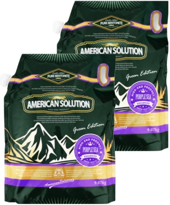 아메리칸솔루션 그린에디션 퍼플씨 고양이 모래, 9.07kg, 2개