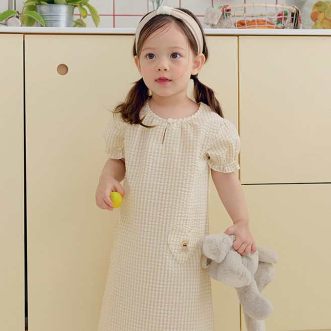 유니프랜드 테디베어 시어서커 원피스 잠옷