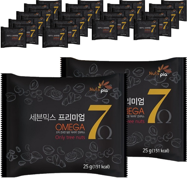 넛츠피아 세븐믹스 프리미엄 오메가 혼합견과, 25g, 100개