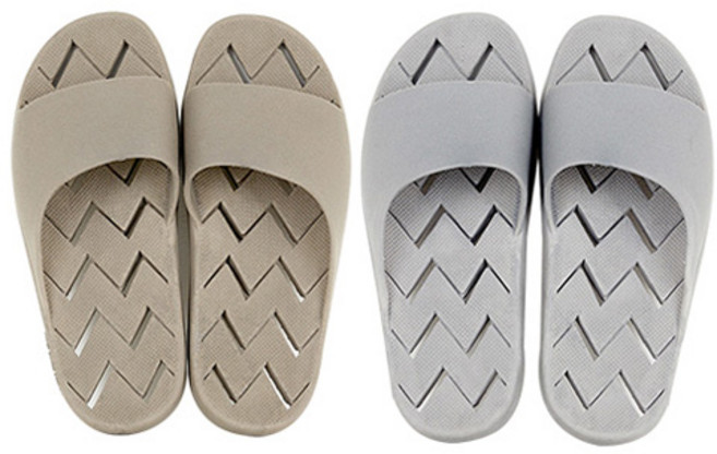 지와이리빙 국산 논슬립 더블유 욕실화 2종 세트, 그레이, 브라운, 1세트