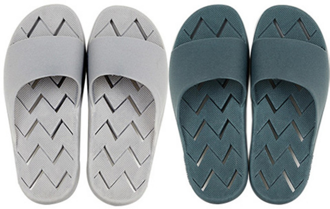 지와이리빙 국산 논슬립 더블유 욕실화 2종 세트, 그레이, 오션블루, 1세트