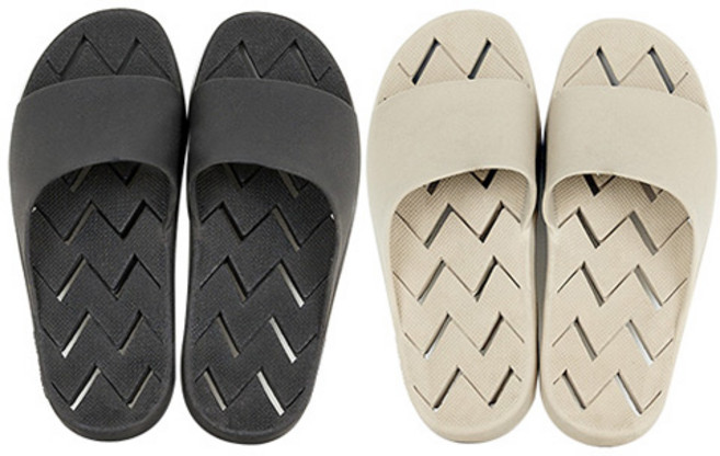 지와이리빙 국산 논슬립 더블유 욕실화 2종 세트, 베이지, 차콜, 1세트