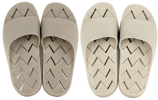 지와이리빙 국산 논슬립 더블유 욕실화 2종 세트, 베이지, 브라운, 1세트