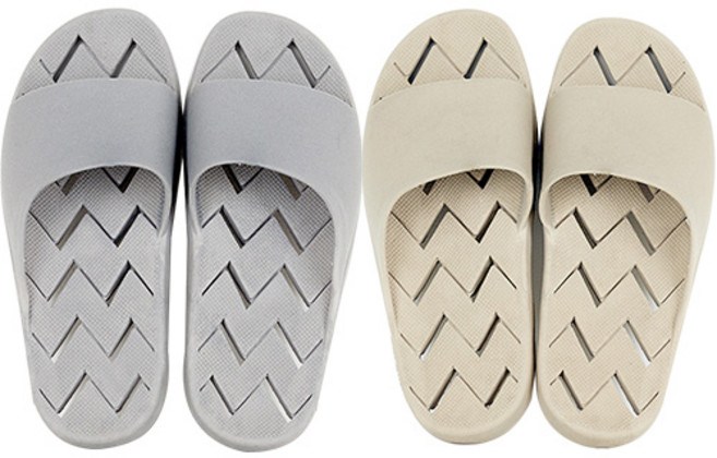 지와이리빙 국산 논슬립 더블유 욕실화 2종 세트, 그레이, 베이지, 1세트