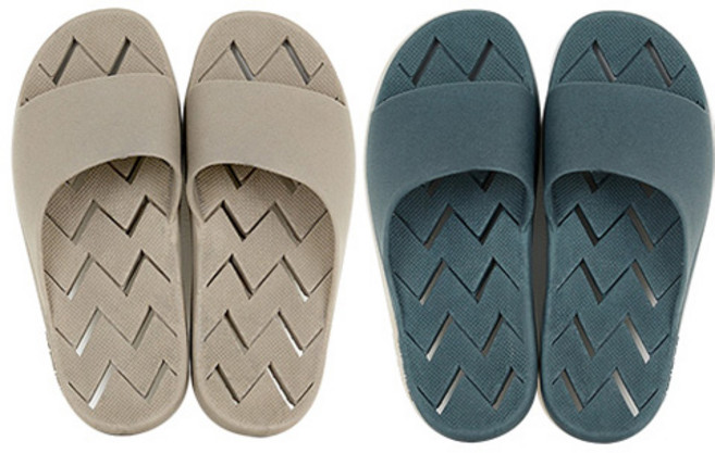 지와이리빙 국산 논슬립 더블유 욕실화 2종 세트, 브라운, 오션블루, 1세트