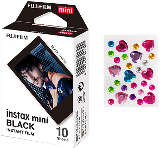 FUJIFILM 富士 instax 迷你底片 黑色邊框 10入 寶石貼紙 隨機出貨