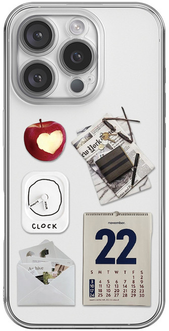 핫티몰 빈티지 콜라주 전기종 카메라 풀커버 투명 휴대폰 케이스