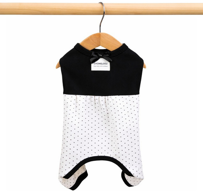 코코스튜디오 반려동물 코코 골지 도트 벌룬 나시 올인원, 1개, 블랙