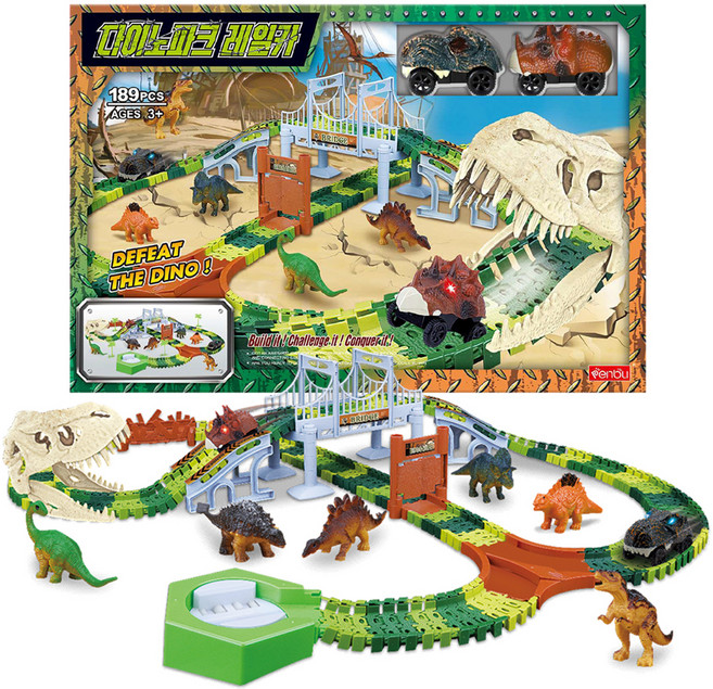 씽크토이 리뉴얼 다이노파크 + 공룡레일카 2종 세트, 혼합색상, 1세트