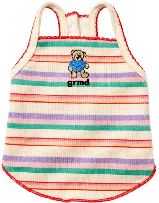 코코스튜디오 고양이 강아지 코코 냉감 썸머 스트라이프 나시티, 1개, 레드