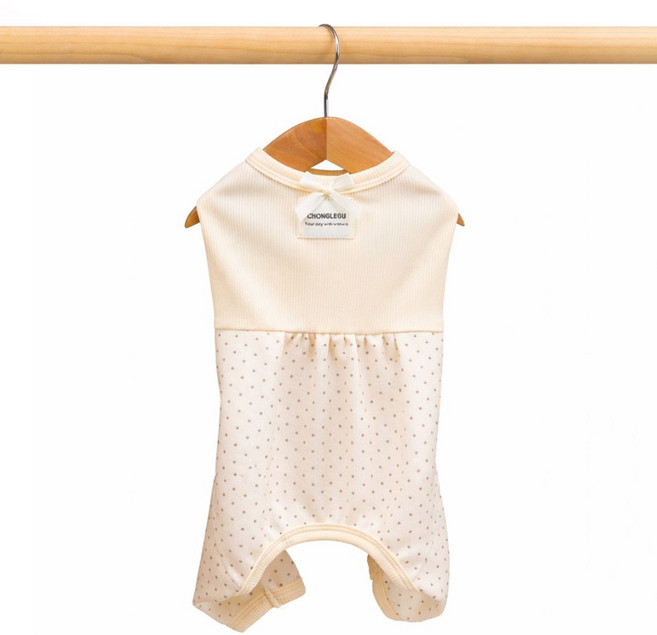 코코스튜디오 반려동물 코코 골지 도트 벌룬 나시 올인원, 1개, 아이보리