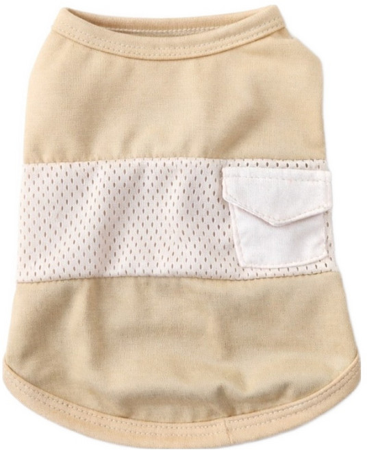 코코스튜디오 고양이 강아지 코코 쿨링 메쉬 포켓 나시티, 1개, 베이지