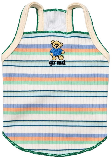 코코스튜디오 고양이 강아지 코코 냉감 썸머 스트라이프 나시티, 1개, 그린