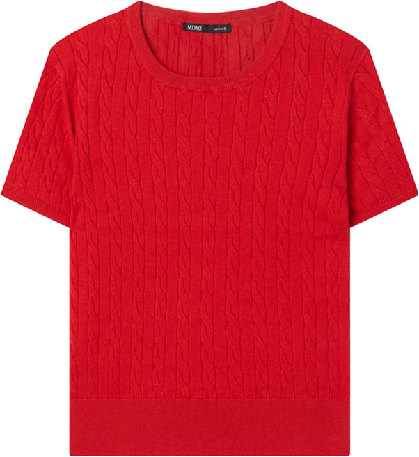 미쏘 여성용 에센셜 케이블 반팔 풀오버