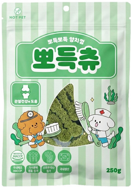 핫펫 강아지 뽀득츄 소프트 덴탈껌, 250g, 1개, 사과향